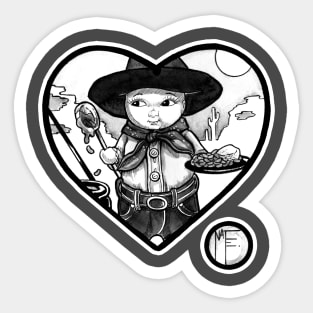 The Little Cowboy - White Outlined Version Sticker